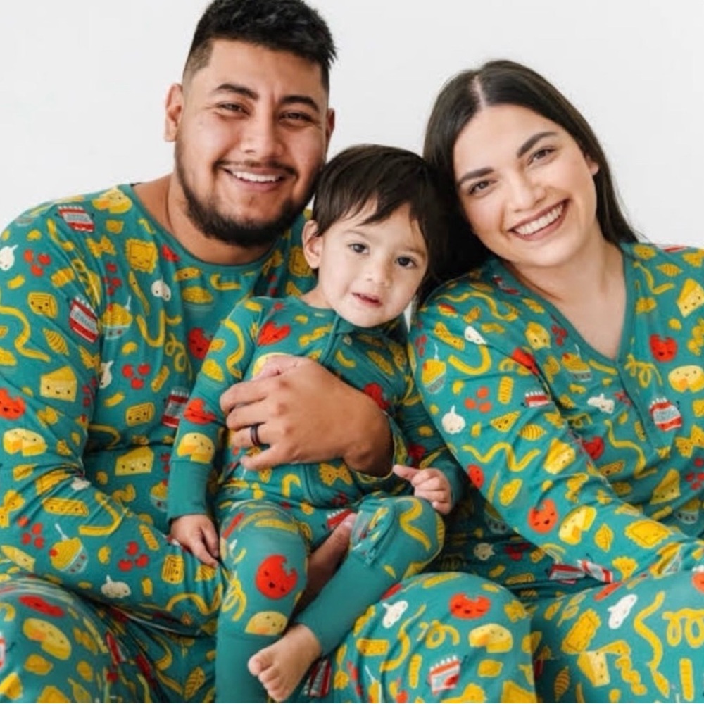 Little Sleepies Pasta Party Pajama PJ Top Size medium green limited bamboo